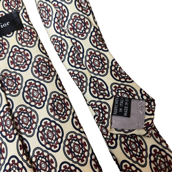 Christian Dior Monsieur Mens Lot of 2 Medallion Print Silk Classic Neck Tie - Picture 3 of 5